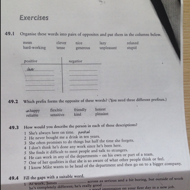 Write the words in the appropriate columns. Put the words into three columns. the opposite of work is. fill in the correct prefix. write down these words into 4 columns.